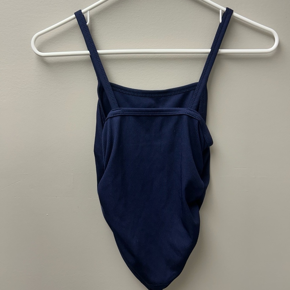 Shein Blue Ribbed Tank Top - Picture 3 of 4
